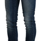 Cotton Blue Washed Low Waist Skinny Cropped Jeans