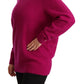 Dark Pink Long Sleeves Round Neck Pullover Sweater