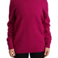 Dark Pink Long Sleeves Round Neck Pullover Sweater