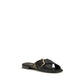 Black Calf Leather Bos Taurus Flat Sandals