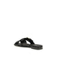 Black Calf Leather Bos Taurus Flat Sandals