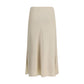 Cream Acetate Midi Skirt