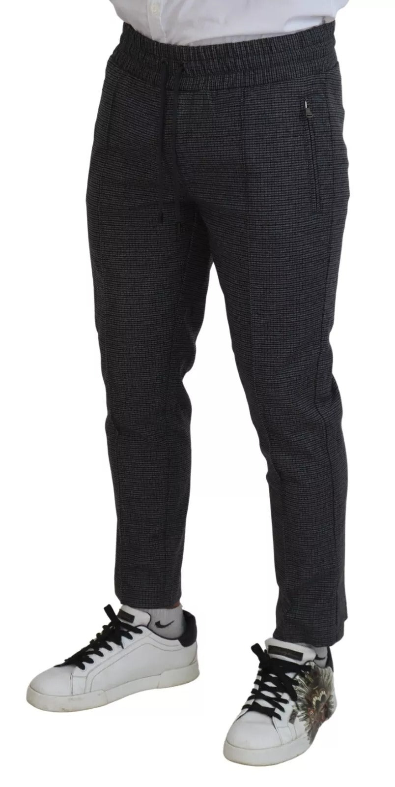 Gray Striped Wool Skinny Trouser Pants