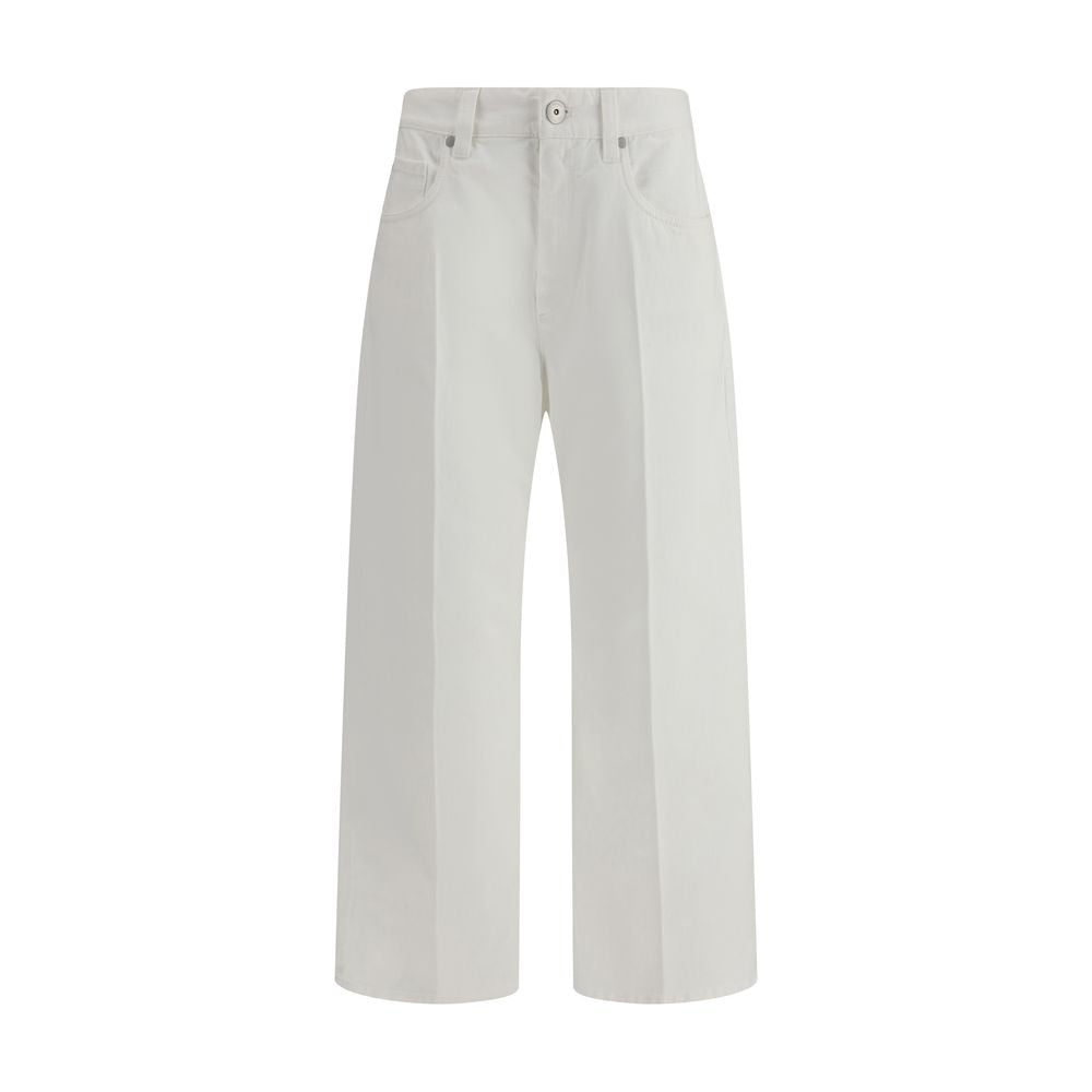 White Cotton Cropped Jeans