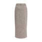 Brown Fleece Wool Long Skirt