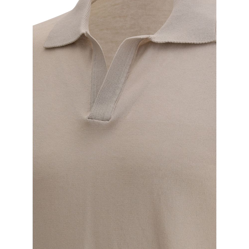 Beige Cotton Polo Shirt