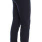 Blue Virgin Wool Slim Fit Casual Pants