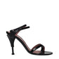 Black Leather Stiletto Heel Sandals