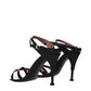Black Leather Stiletto Heel Sandals