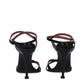 Black Leather Stiletto Heel Sandals