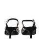 Black Leather Stiletto Heel Sandals