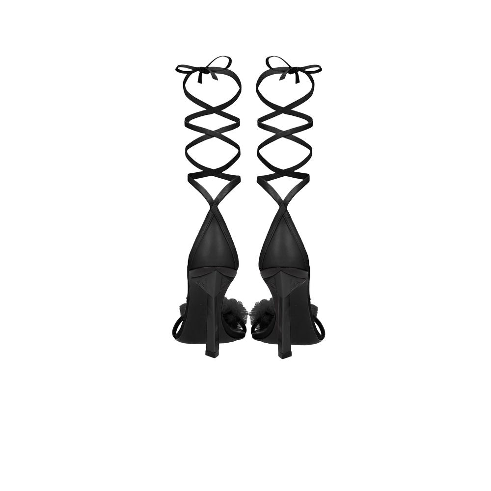 Black Leather High Heel Pumps