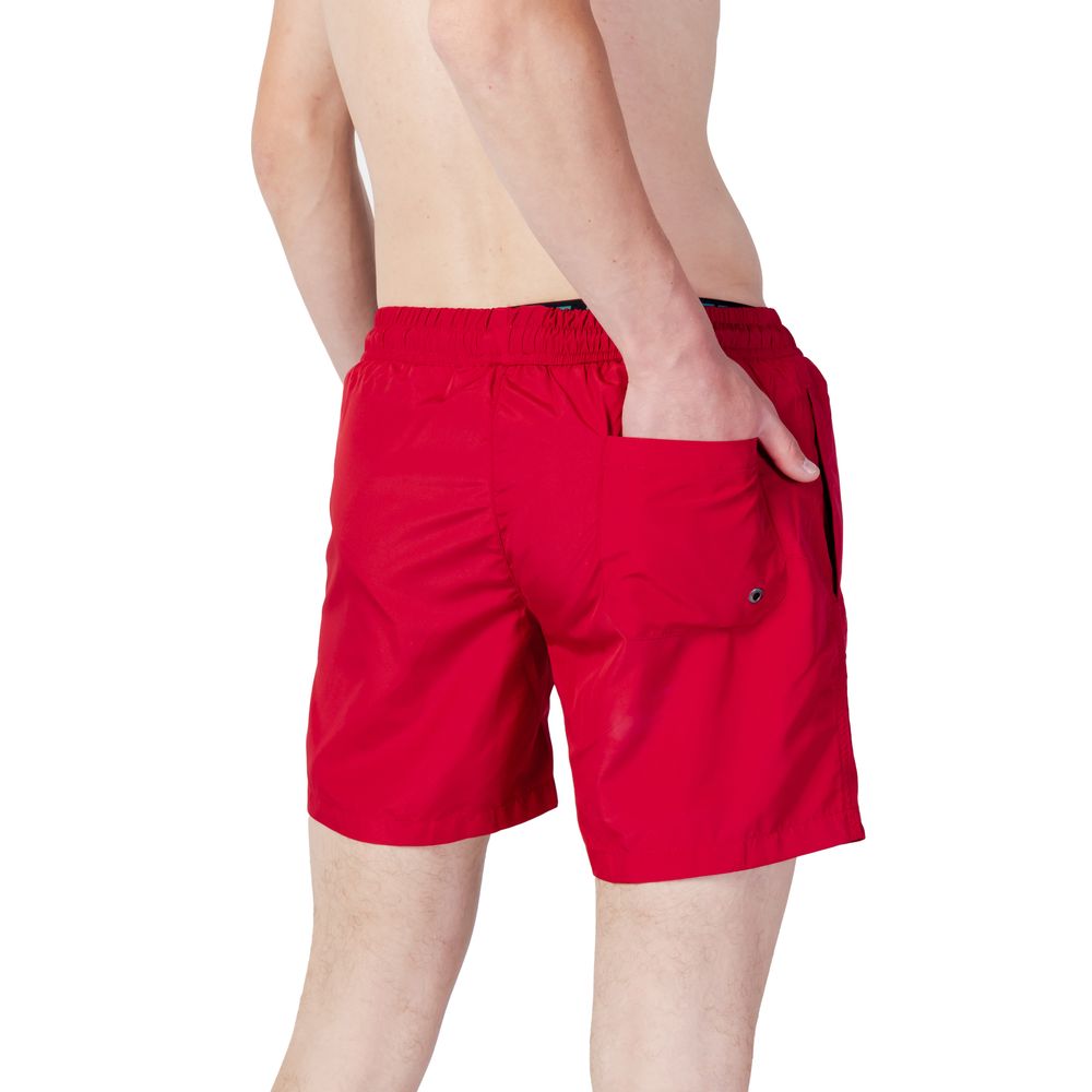 Red Polyester Swim Shorts
