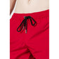 Red Polyester Swim Shorts