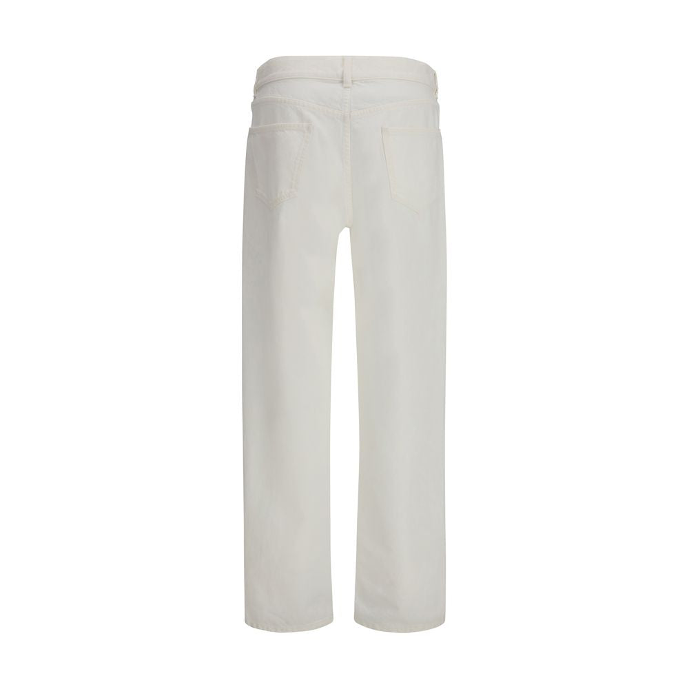 White Cotton Straight-Leg Jeans