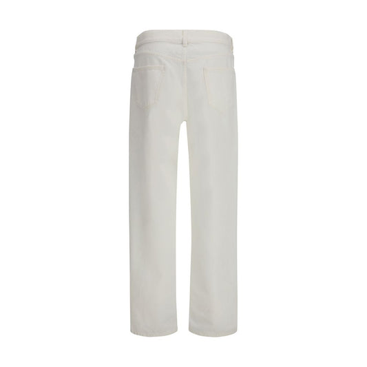 White Cotton Straight-Leg Jeans