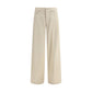 Beige Cotton Casual Pants