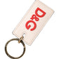 White Calf Leather D&G Logo Metal Ring Keychain Keyring