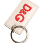 White Calf Leather D&G Logo Metal Ring Keychain Keyring