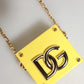 Yellow DG Logo Plaque Cover Gold Chain Airpods Case