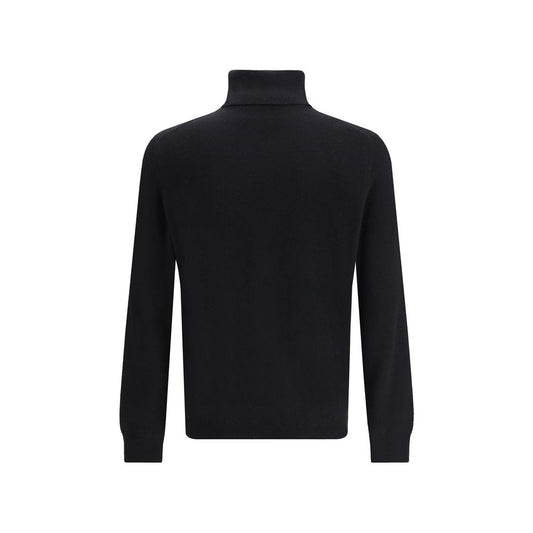 Black Merino Wool Turtleneck