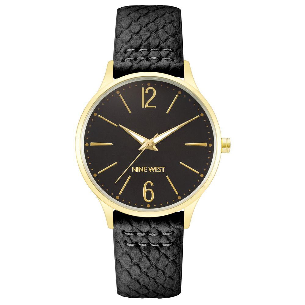 Black Leather Dress Watch