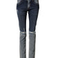 Blue Two Tone Cotton Men Skinny Denim Jeans