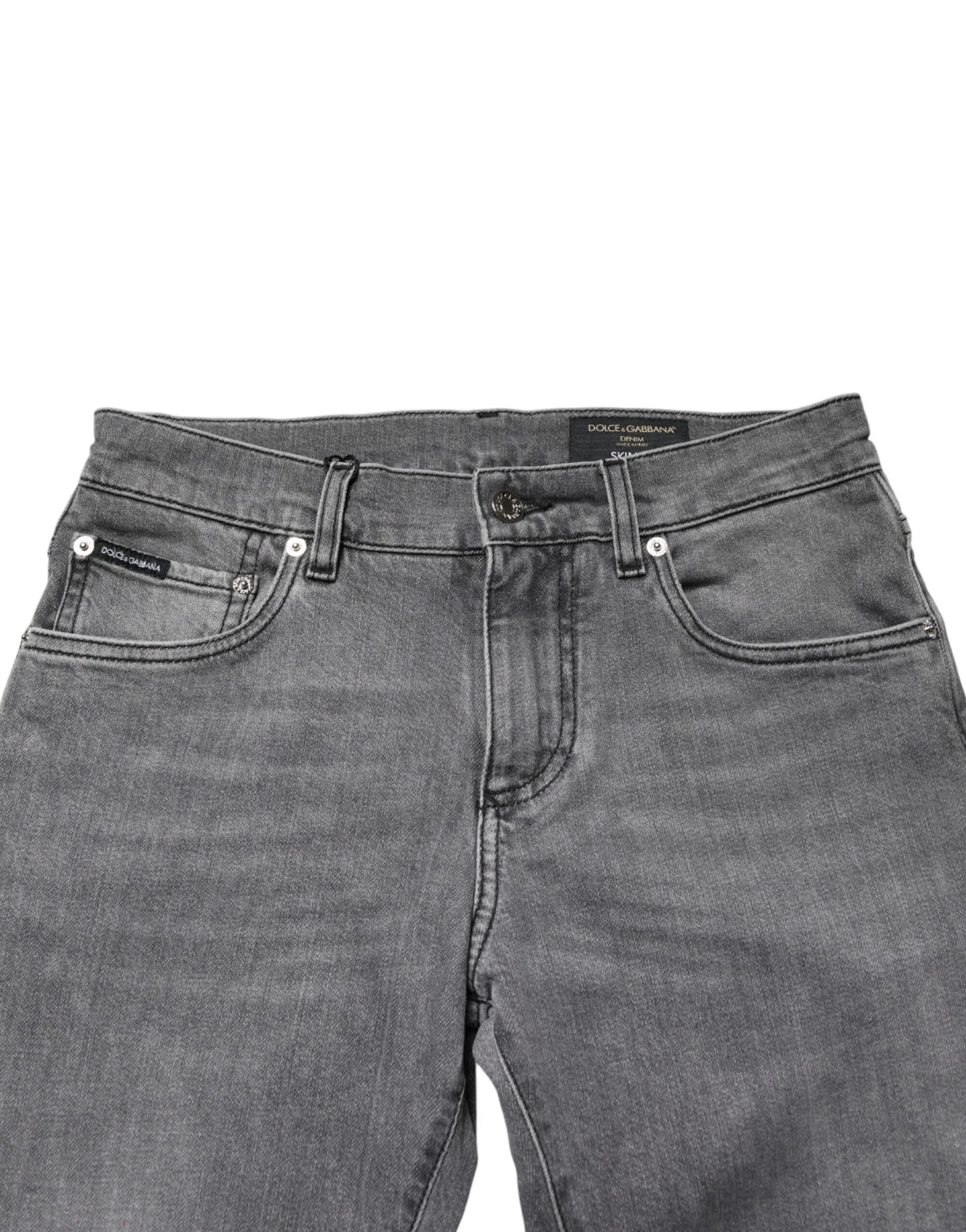 Gray Cotton Mid Waist Skinny Denim Jeans