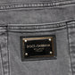 Gray Cotton Mid Waist Skinny Denim Jeans