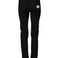 Black Cotton MidWaist Skinny Denim Logo Jeans