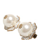 Gold Tone Maxi Faux Pearl Floral Clip-on Jewelry Earrings