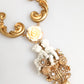 Gold Ceramic Crystal Cherub Baroque Pendant Necklace