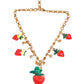 Gold Brass FRUIT Pendants Flowers Crystal Logo Necklace