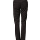 Dark Brown Cotton Stretch Straight Mid Waist Trouser Pants