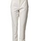 White Cotton Straight Chino Trouser Pants