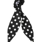 Black Cotton Polka Dot Scarf Tie Accessory Hair Scrunchie