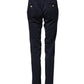 Dark Blue Cotton Skinny Men Trouser Pants