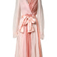 Pink Silk Tulle Long Sleeve V-neck Dress