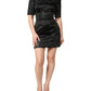 Black Embellished Short Sleeve Sheath Dress