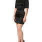 Black Embellished Short Sleeve Sheath Dress