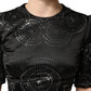 Black Embellished Short Sleeve Sheath Dress