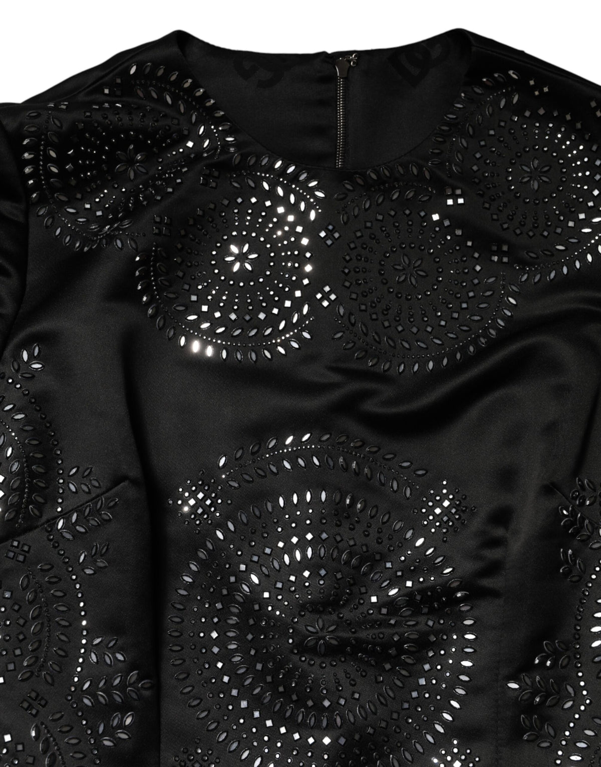 Black Embellished Short Sleeve Sheath Dress