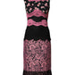 Black Pink Floral Lace Silk Sheath Dress