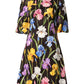 Black Floral Brocade A-line Mini Dress