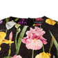 Black Floral Brocade A-line Mini Dress