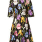 Black Floral Brocade A-line Mini Dress