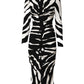 Black White Zebra Viscose Sheath Midi Dress