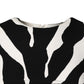 Black White Zebra Viscose Sheath Midi Dress