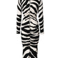 Black White Zebra Viscose Sheath Midi Dress