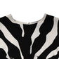 Black White Zebra Viscose Sheath Midi Dress